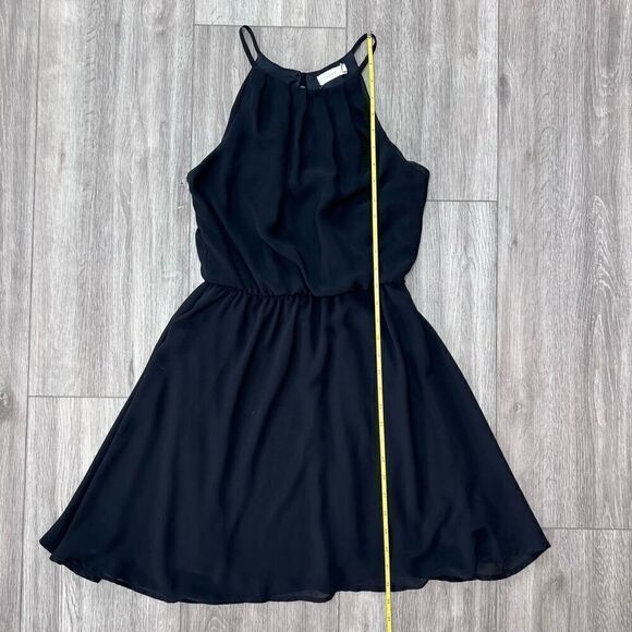 Lush Dresses & Skirts - LUSH Women's Black Halter Pleated Chiffon‎ Skater Mini Blouson Dress Size XS